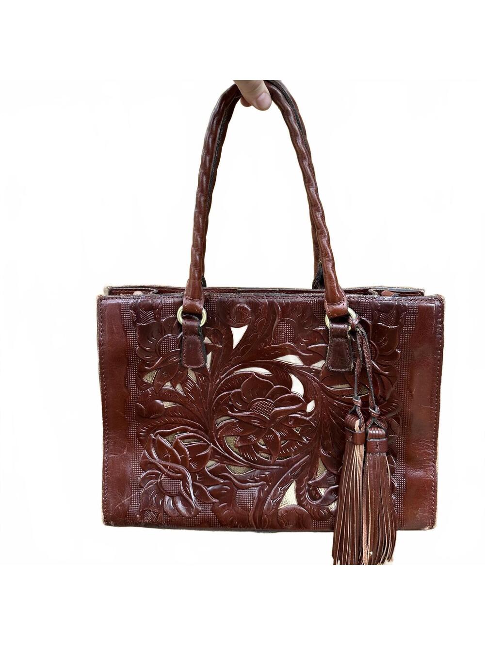 PATRICIA NASH Zancona Tote Cut Out Tooled British Tan Handbag
